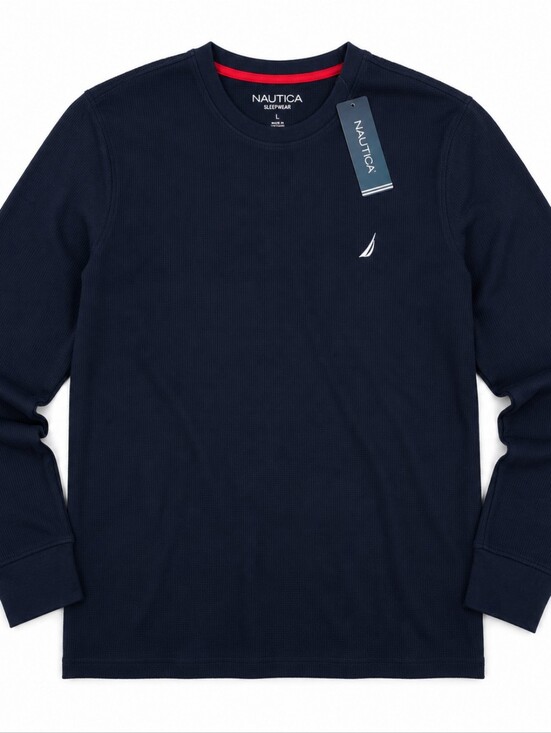 Nautica Other - NWT Nautica Men’s Large Navy Waffle Knit Sleepwear Long Sleeve Top